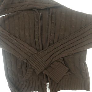 Brown knitted zip up hoodie